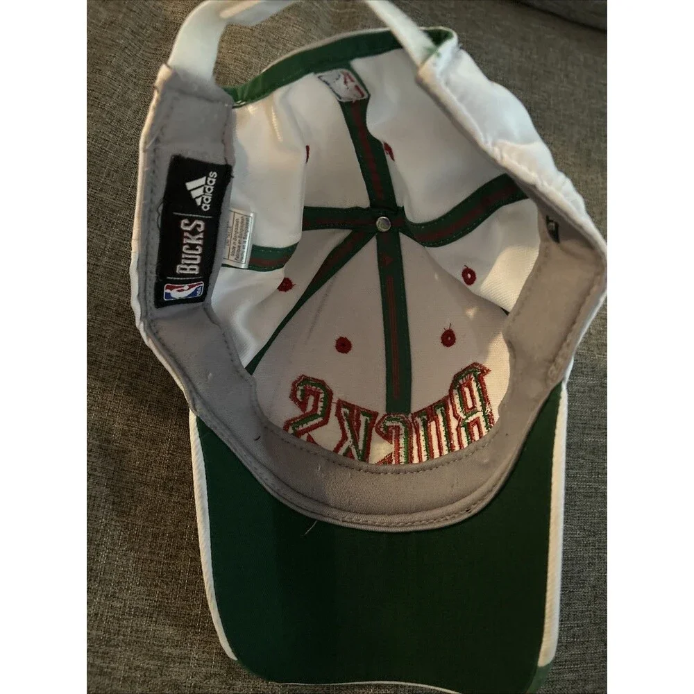 Adidas NBA Bucks Milwaukee Bucks Hat Adjustable Cap White Big Logo